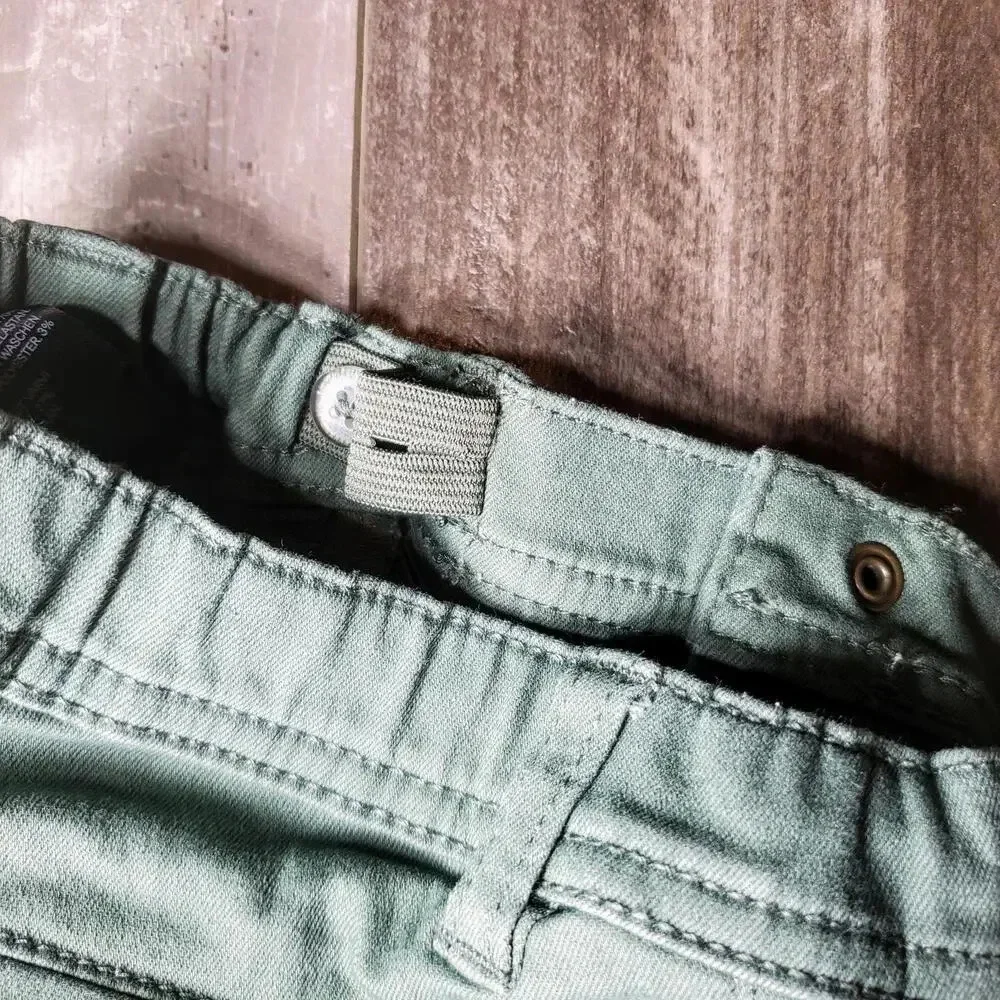 NWOT H&M Twill Trousers with Braces - Long - Khaki Green - Size 9M